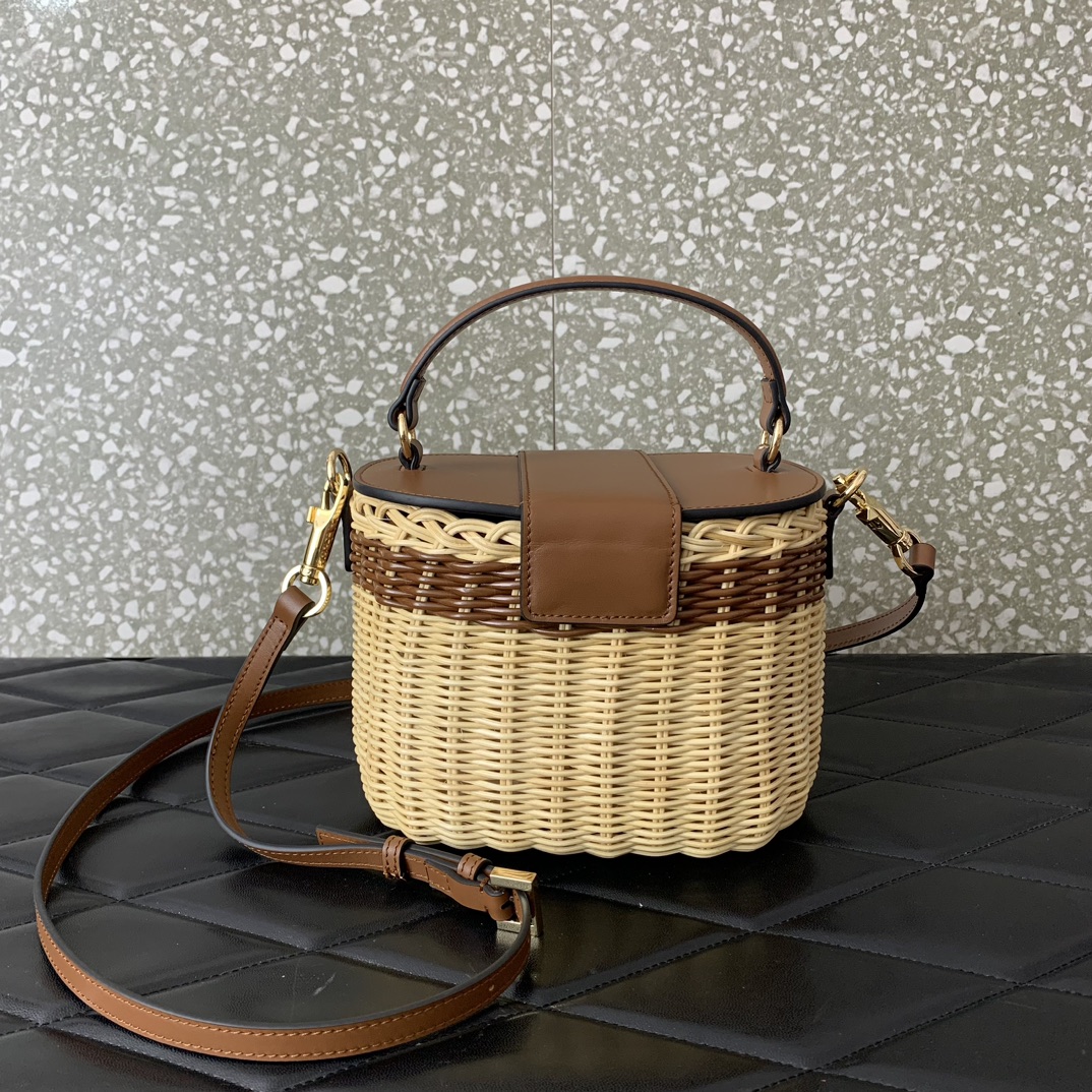 Valentino Garavani VLogo Signature Wicker and Leather Vanity Bag 